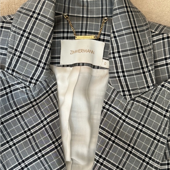 zimmermann double breasted oversized plaid blazer gray - Picture 5 of 9